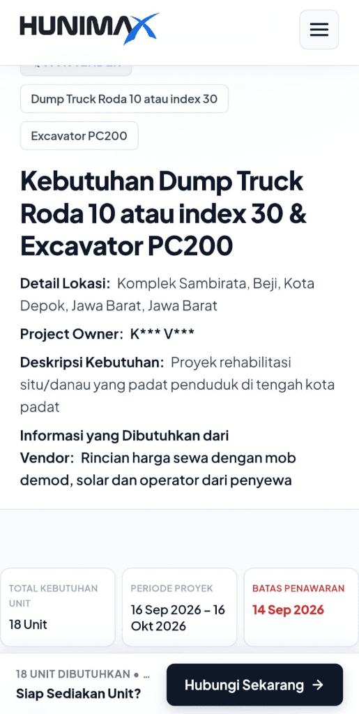 Langkah 1: Buka Detail Kebutuhan dan Klik Hubungi Sekarang