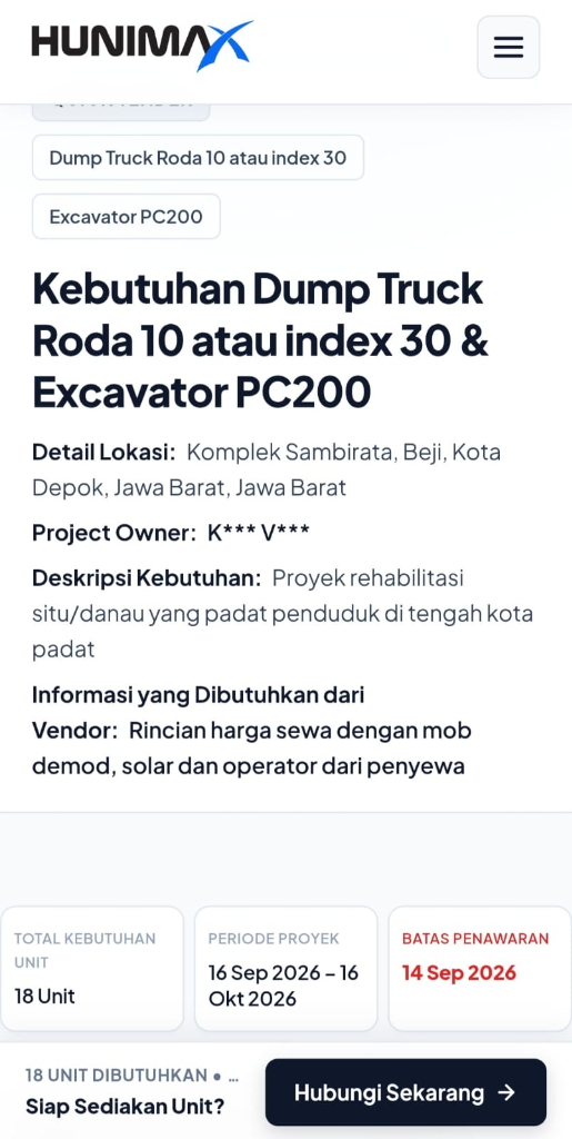 Langkah 1: Buka Detail Kebutuhan dan Klik Hubungi Sekarang